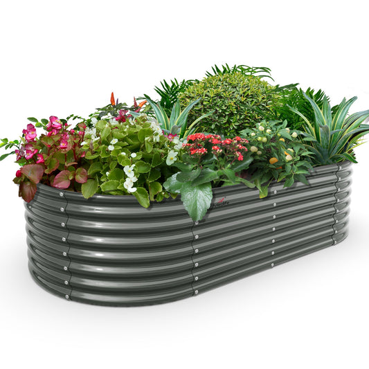 6x3x2ft Sturdy Oval  Metal Raised Garden Bed Set (Grey)