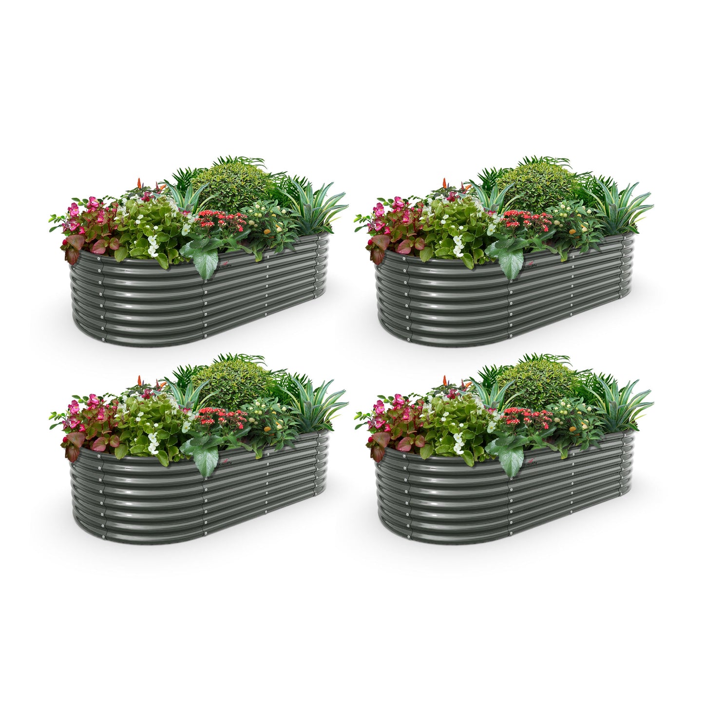 6x3x2ft Sturdy Oval  Metal Raised Garden Bed Set (Grey)