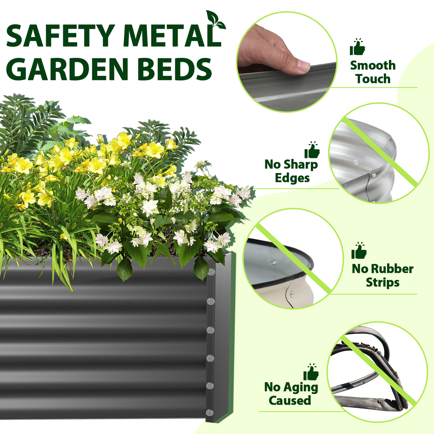 18" Tall Modular Raised Garden Bed Set, 16-Piece Grey Layout for Customizable Gardening