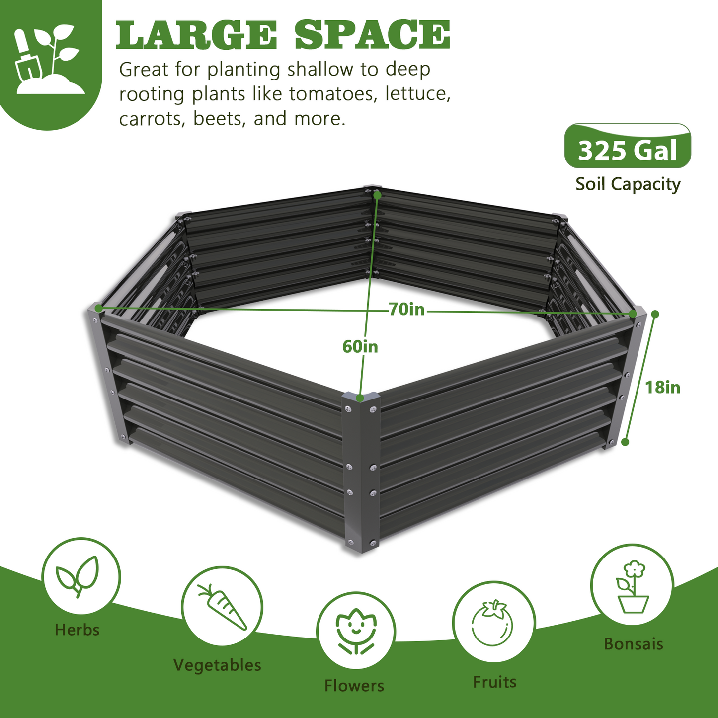 18" Tall Modular Raised Garden Bed Set, 33-Piece Grey Layout for Customizable Gardening