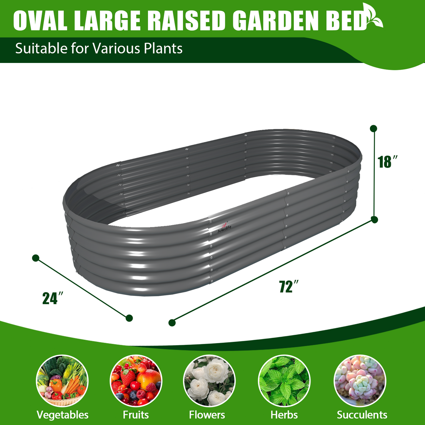 Set of 12:  72''x24''x18'', 48''x18'', 81''x81''x18'' Raised Garden Beds Layout -Grey